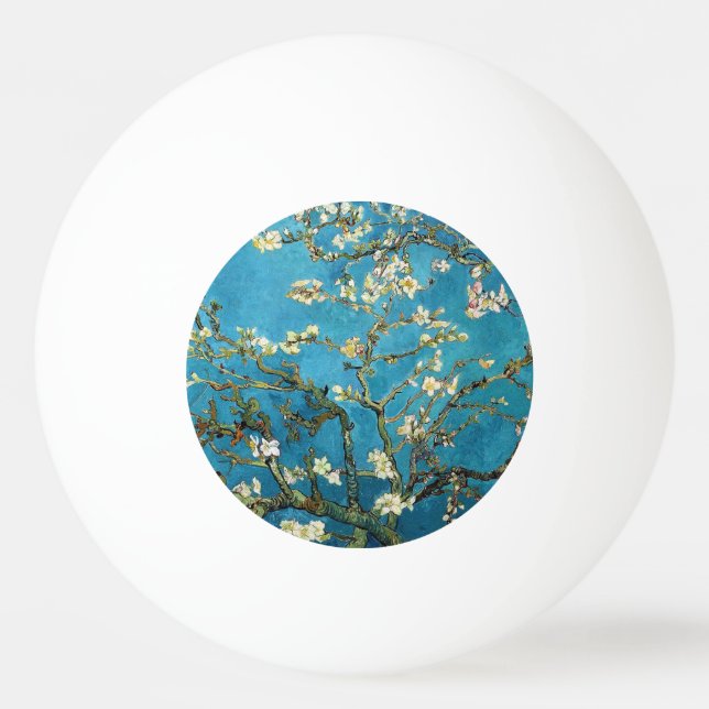 Famous art - Blossoming Almond Tree. Vincent van Ping Pong Ball (Back)