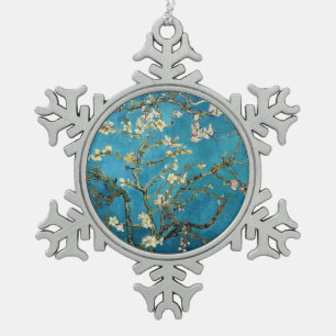 Famous art - Blossoming Almond Tree. Vincent van Snowflake Pewter Christmas Ornament