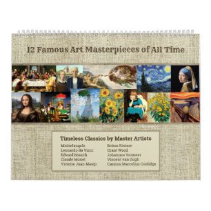 Famous Art Masterpieces of all Time Large Calendar