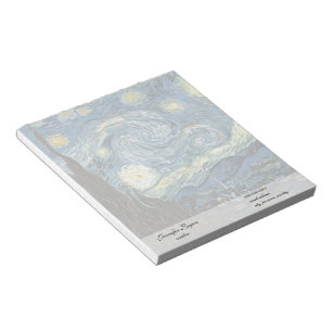 Famous art reprint, Starry Night, Van Gogh Notepad