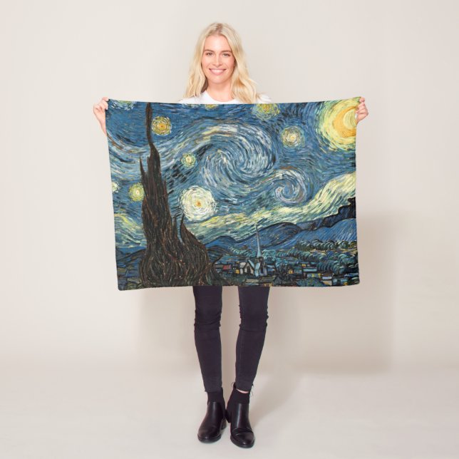 Famous art, Starry Night, Van Gogh Fleece Blanket (In Situ)
