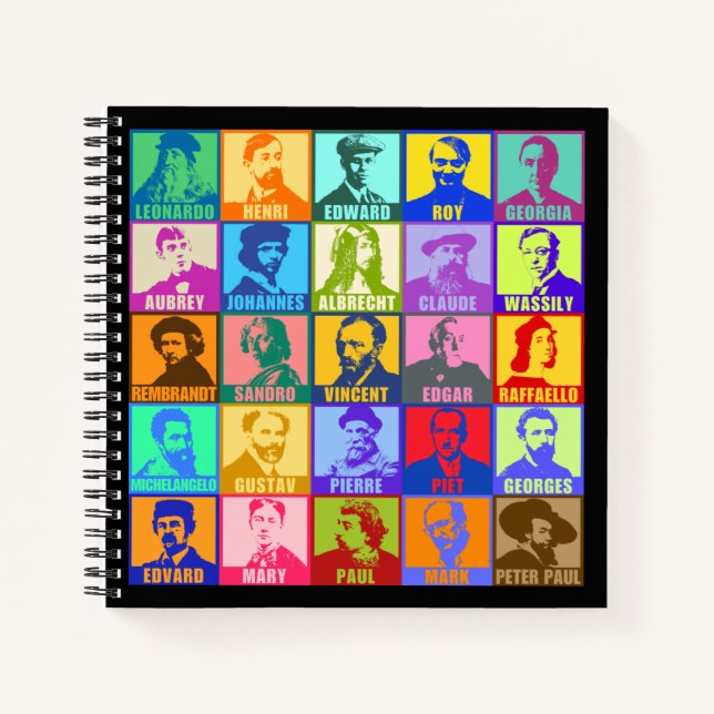 Famous Artists | Pop Art Colourful Spiral Notebook (Front)