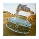 Famous Blue Swallow Motel on Route 66 Ceramic Tile<br><div class="desc">Tucumcari, New Mexico. Famous Blue Swallow Motel on Route 66 with old car parked in front.</div>