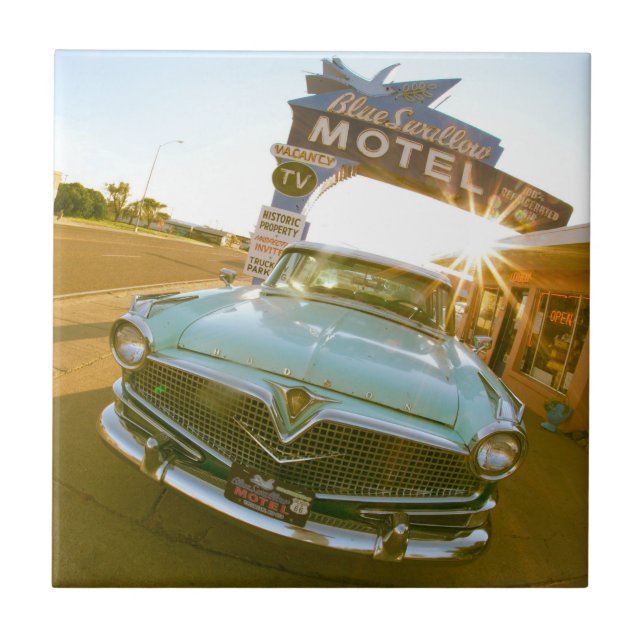 Famous Blue Swallow Motel on Route 66 Ceramic Tile (Front)