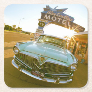 Famous Blue Swallow Motel on Route 66 Square Paper Coaster