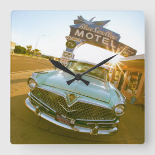 Famous Blue Swallow Motel on Route 66 Square Wall Clock