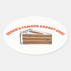 Famous Carrot Cake Slice Baked By Personalised Oval Sticker