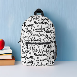 Famous Cities of the World Personalised Printed Backpack