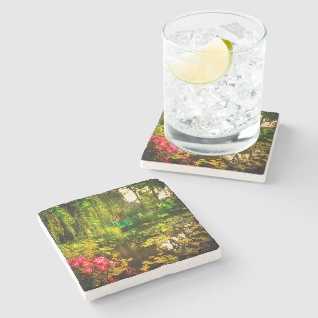 Famous Claude Monet Giverny Pond with Lilies Stone Coaster (Side)