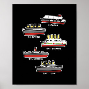 Famous Cruise Ship Rms Titanic Britanic Poseidon C Poster