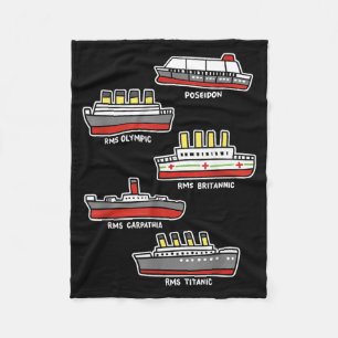 Famous Cruise Ship RMS Titanic Britanic Poseidon Fleece Blanket