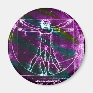 Famous DaVinci Man in Circle Drawing, coloured! Magnet