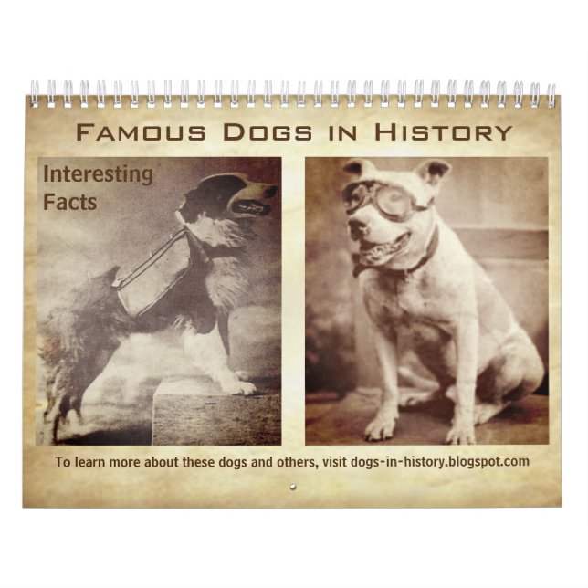 Famous Dogs in History with Facts Wall Calendar (Cover)