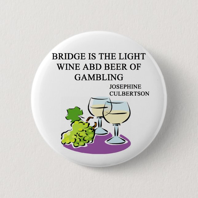 FAMOUS DUPLICATE BRIDGE QUOTE 6 CM ROUND BADGE (Front)