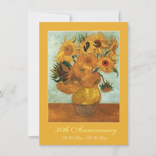 Famous fine art twelve sunflowers anniversary invitation (Front)