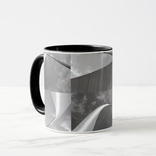 Famous Gateway Arch Black, White & Gray  Mug (Front Left)
