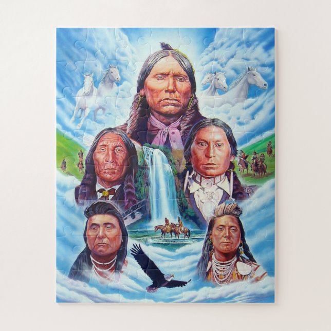 Famous Indian Chiefs Native Americans Painting Jigsaw Puzzle (Vertical)