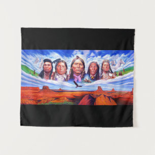 Famous Indian Chiefs Painting Native Americans Tapestry