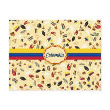 Famous Items of Colombia with flag
