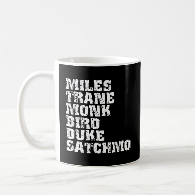 Famous Jazz Miles Coltrane Monk Parker Ellington L Coffee Mug (Left)