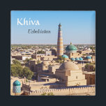 Famous Khiva - Uzbekistan Magnet<br><div class="desc">Panoramic view of Islam Khoja Minaret and mosque in Itchan Kala,  the inner town of the city of Khiva - Uzbekistan</div>