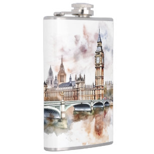Famous landmarks design hip flask