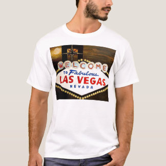 Famous Las Vegas Sign Night Time - Moon over Vegas T-Shirt