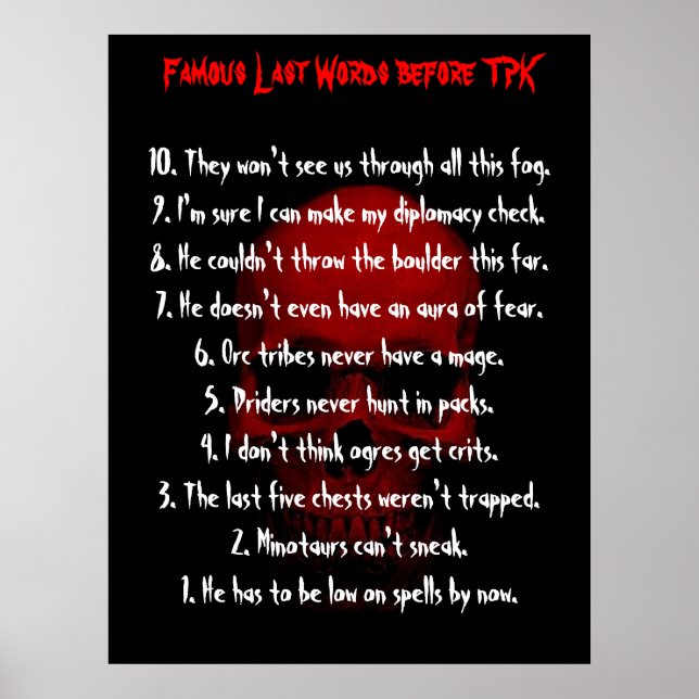 Famous Last Words before TPK Poster (Front)