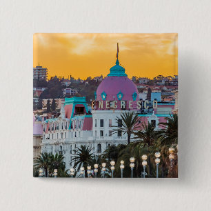 Famous luxury hotel Hotel Negresco in Nice France 15 Cm Square Badge