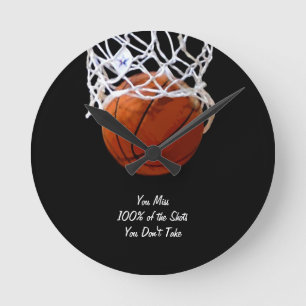 Famous Motivational Quote Basketball Round Clock