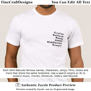  Famous Notable Custom Editable Surname List 06B T-Shirt