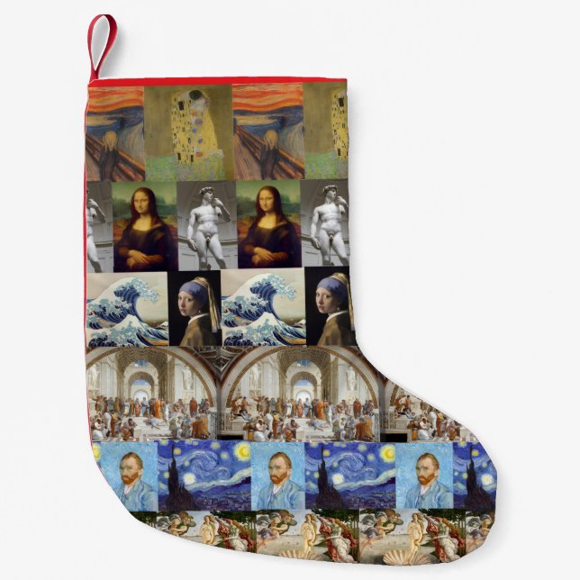 Famous Painting Collage Small Christmas Stocking (Front)