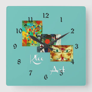 Famous paintings by Paul Klee Square Wall Clock