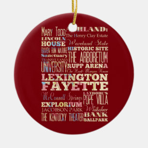Famous Places of Lexington Fayette, Kentucky. Ceramic Ornament