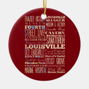 Famous Places of Louisville, Kentucky. Ceramic Ornament