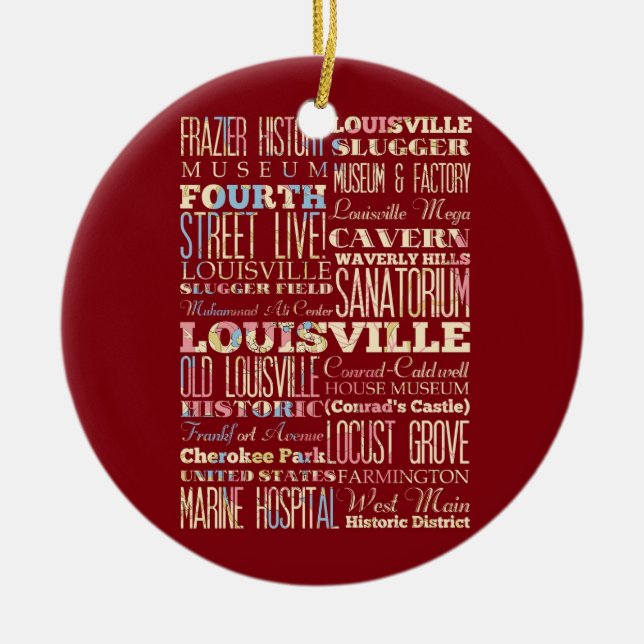 Famous Places of Louisville, Kentucky. Ceramic Ornament (Front)