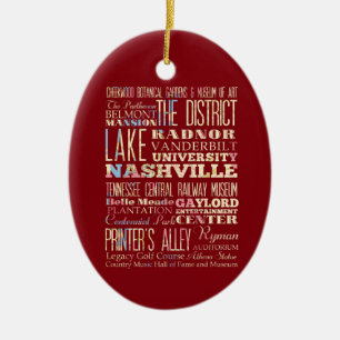 Famous Places of Nashville, Tennessee. Ceramic Ornament