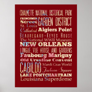 Famous Places of New Orleans, Louisiana. Poster