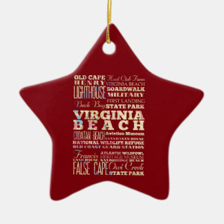 Famous Places of Virginia Beach, Virginia. Ceramic Ornament