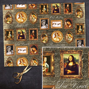 Famous Renaissance Art Framed Antique Decoupage Tissue Paper