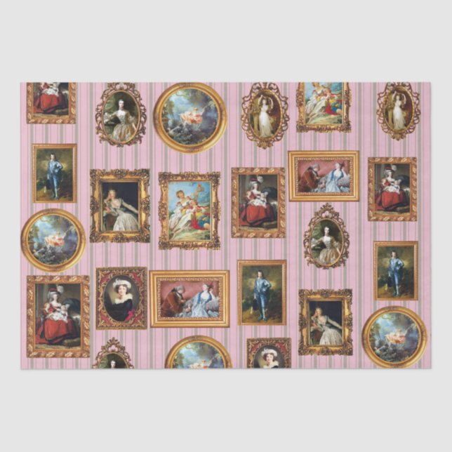 Famous Rococo Art Framed Antique Decoupage Tissue Paper (Front)