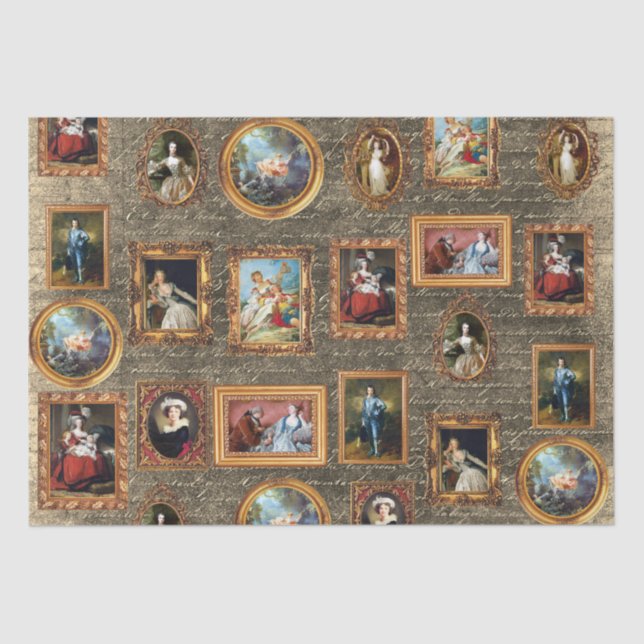 Famous Rococo Art Framed Antique Decoupage Tissue Paper (Front)