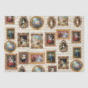 Famous Rococo Art Framed Antique Decoupage Tissue Paper
