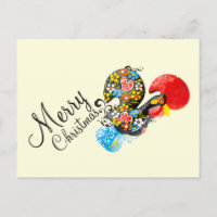 Famous Rooster Barcelos Floral 06 Merry Christmas