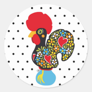Famous Rooster of Barcelos Nr 06 - Polka Dots Classic Round Sticker