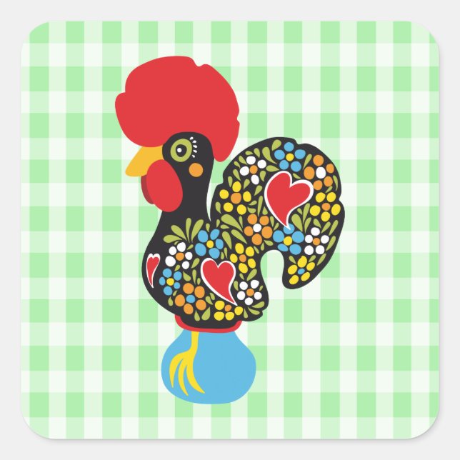Famous Rooster of Barcelos Nr 06 Square Sticker (Front)