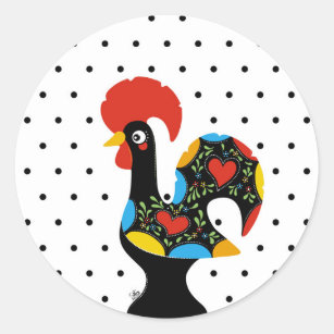 Famous Rooster of Barcelos Nr 09 - Polka Dots Classic Round Sticker