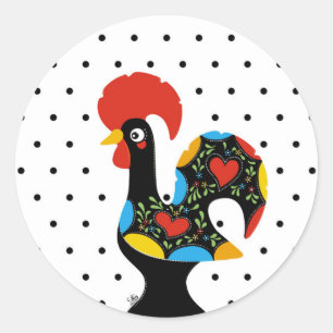 Famous Rooster of Barcelos Nr 09 - Polka Dots Classic Round Sticker