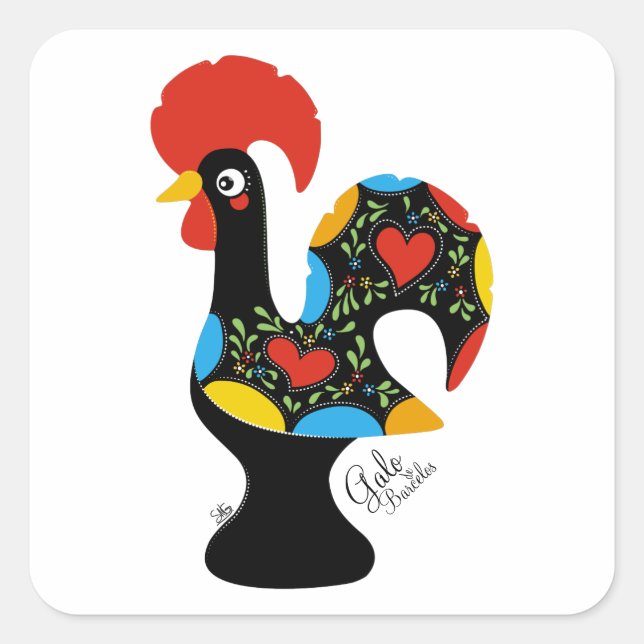 Famous Rooster of Barcelos Nr 09 Square Sticker (Front)