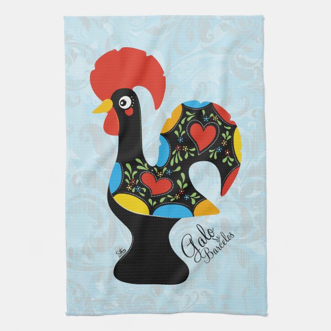 Famous Rooster of Barcelos Nr 09 Tea Towel (Vertical)